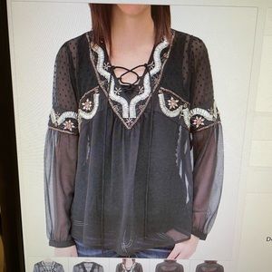 Sixes & Sevens sheer blouse. Size Medium.